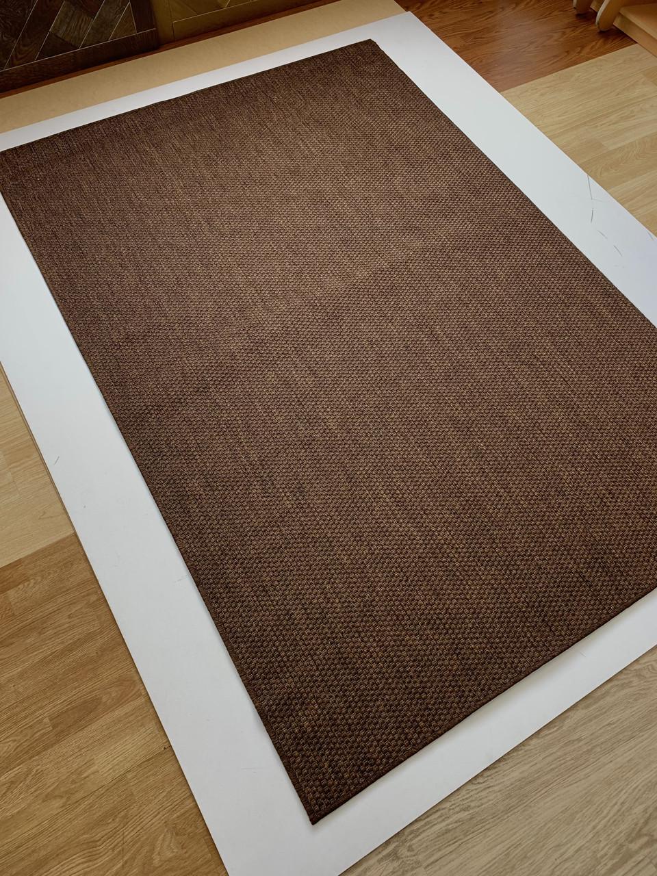 Килим безворсовий абстрактний рогожка прямокутний 200х290 см Коричневий (10011-0303)