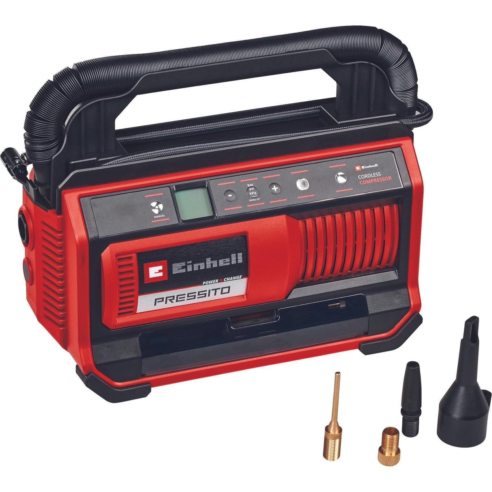 Компресор повітряний акумуляторний Einhell PRESSITO 18/25 з ручкою для перенесення 10,5 бар без АКБ і ЗУ (4020420)