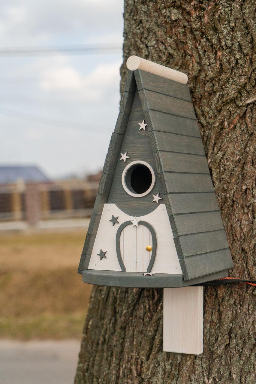 Дом для птиц Андромеда из дерева 325х290х210 мм Антрацит - фото 1 Дом для птиц Андромеда из дерева 325х290х210 мм Антрацит - фото 1