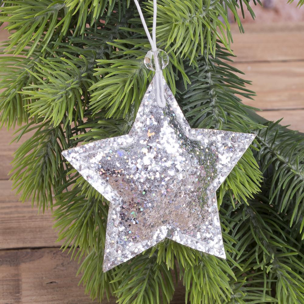 Підвіска Зірка з блискітками Срібний (3814-2)