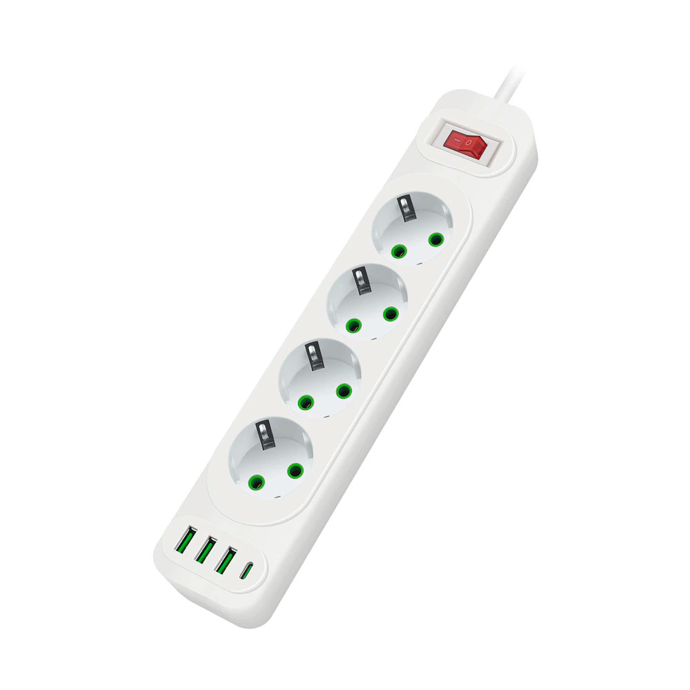 Подовжувач VOLTRONIC USB 4 EU/3 USB/1 PD 2500 Вт 2 м Білий (YUT_V2208)