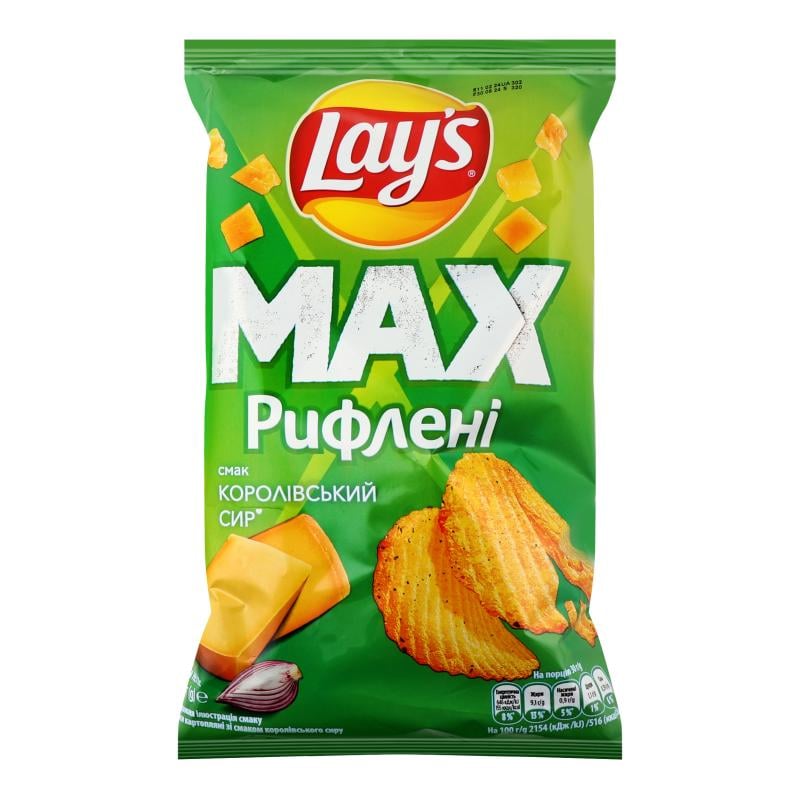 Чипсы Lay's Max Королевский Сыр Рифленые 120 г (4823063127646)