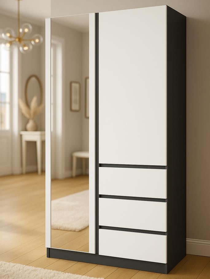 Шкаф в прихожую Мастер Форм Брайт 1000х520х2000 мм Антрацитовый/Белый (20417)