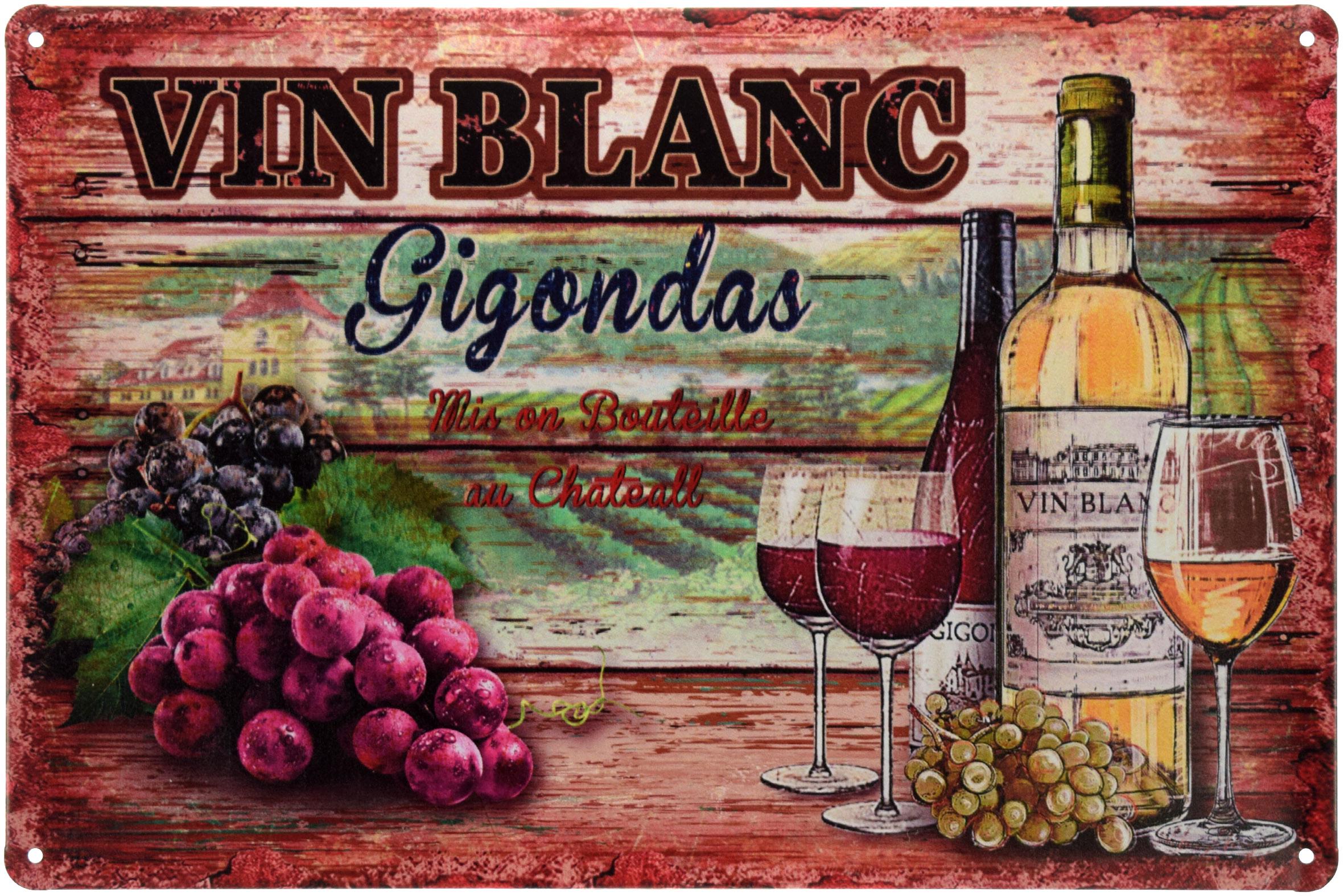 Табличка металлическая Вино Жигондас/Vin Blanc Gigondas 20x30 см