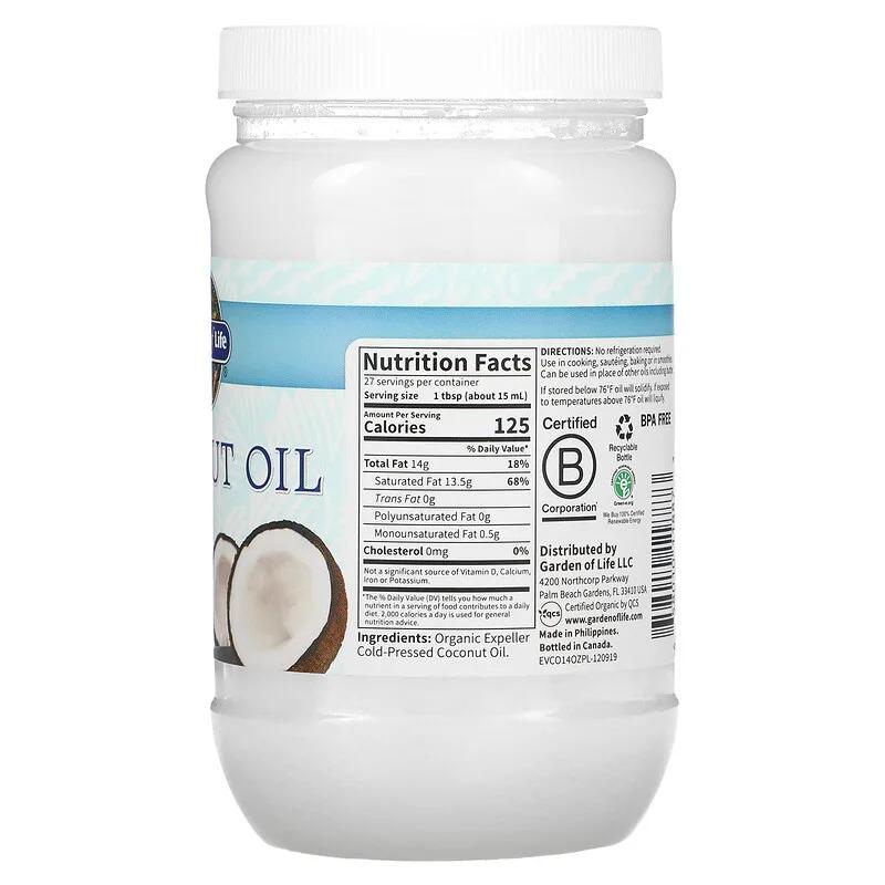 Кокосовое масло Garden of Life Coconut Oil Raw Extra Virgin первого отжима 414 мл (869994814) - фото 2 Кокосовое масло Garden of Life Coconut Oil Raw Extra Virgin первого отжима 414 мл (869994814) - фото 2