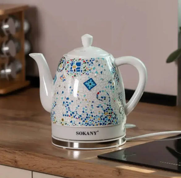 Електрочайник керамічний Sokany SK-09008 мозаїка дисковий 1,5 л - фото 9 Електрочайник керамічний Sokany SK-09008 мозаїка дисковий 1,5 л - фото 9