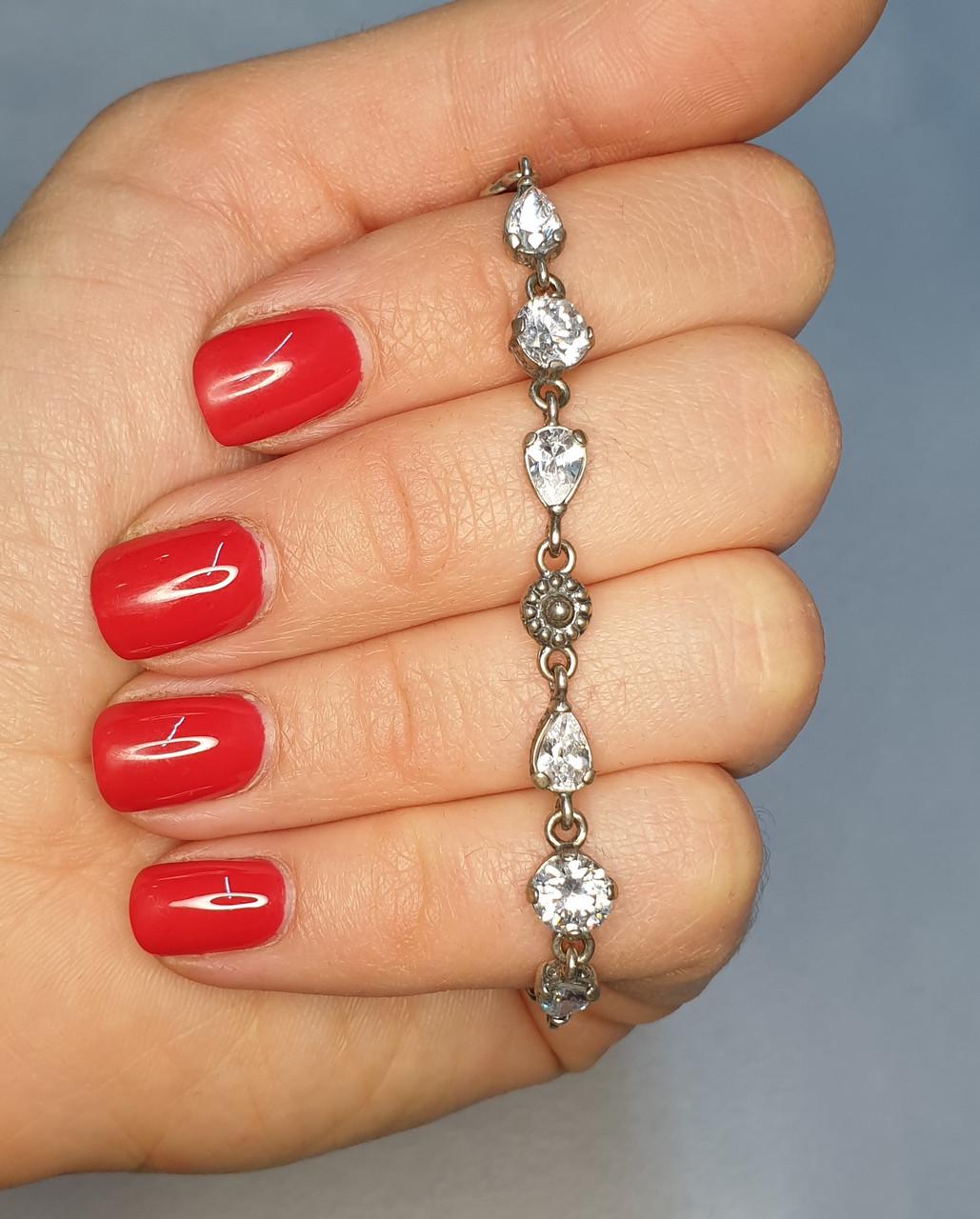 Браслет серебряный с белым кубическим цирконием р. 18 8,96 г