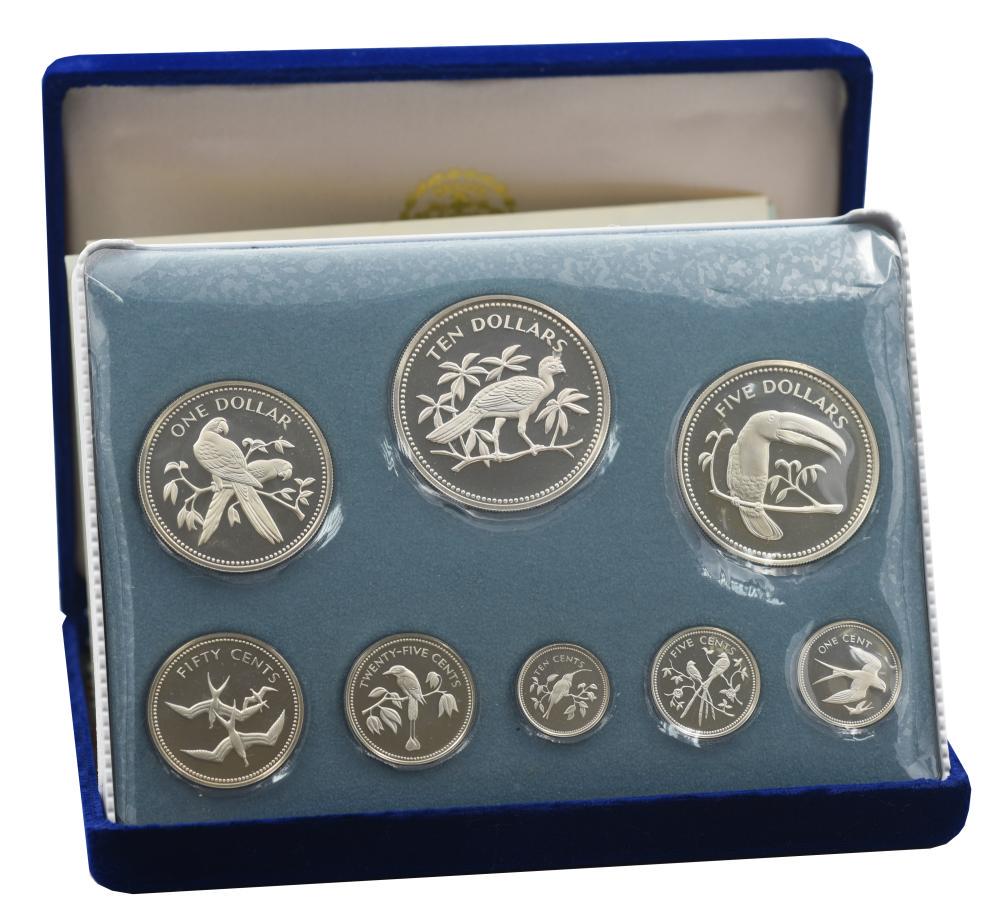 Коллекционные монеты Белиз набор из 8 монет 1974 Proof 1/5/10/25/50 центов 1/5/10 долларов (М23905)