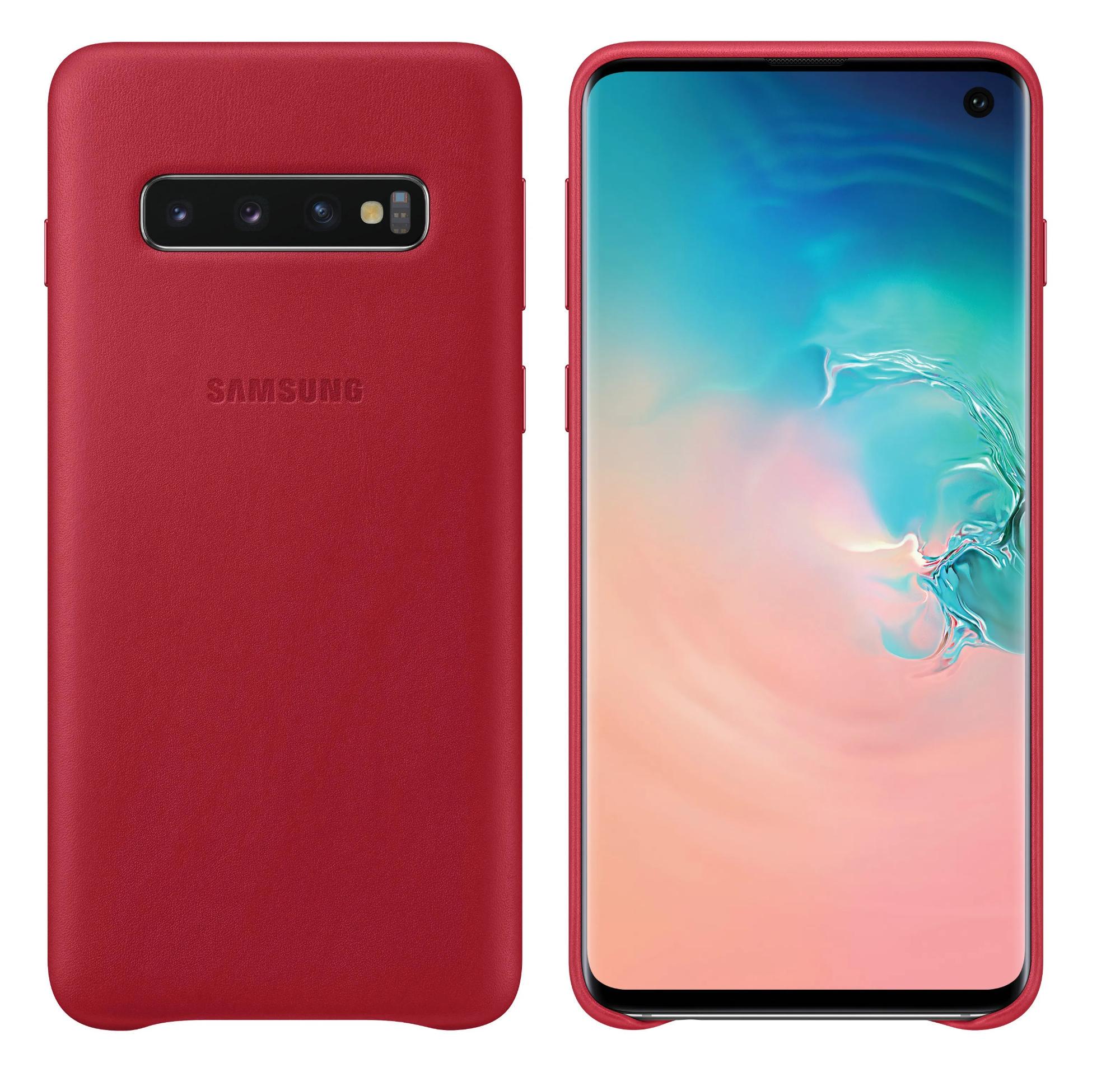 Чехол кожаный противоударный Official Leather Cover EF-VG973LREGRU для Samsung Galaxy S10 (6.1") Red