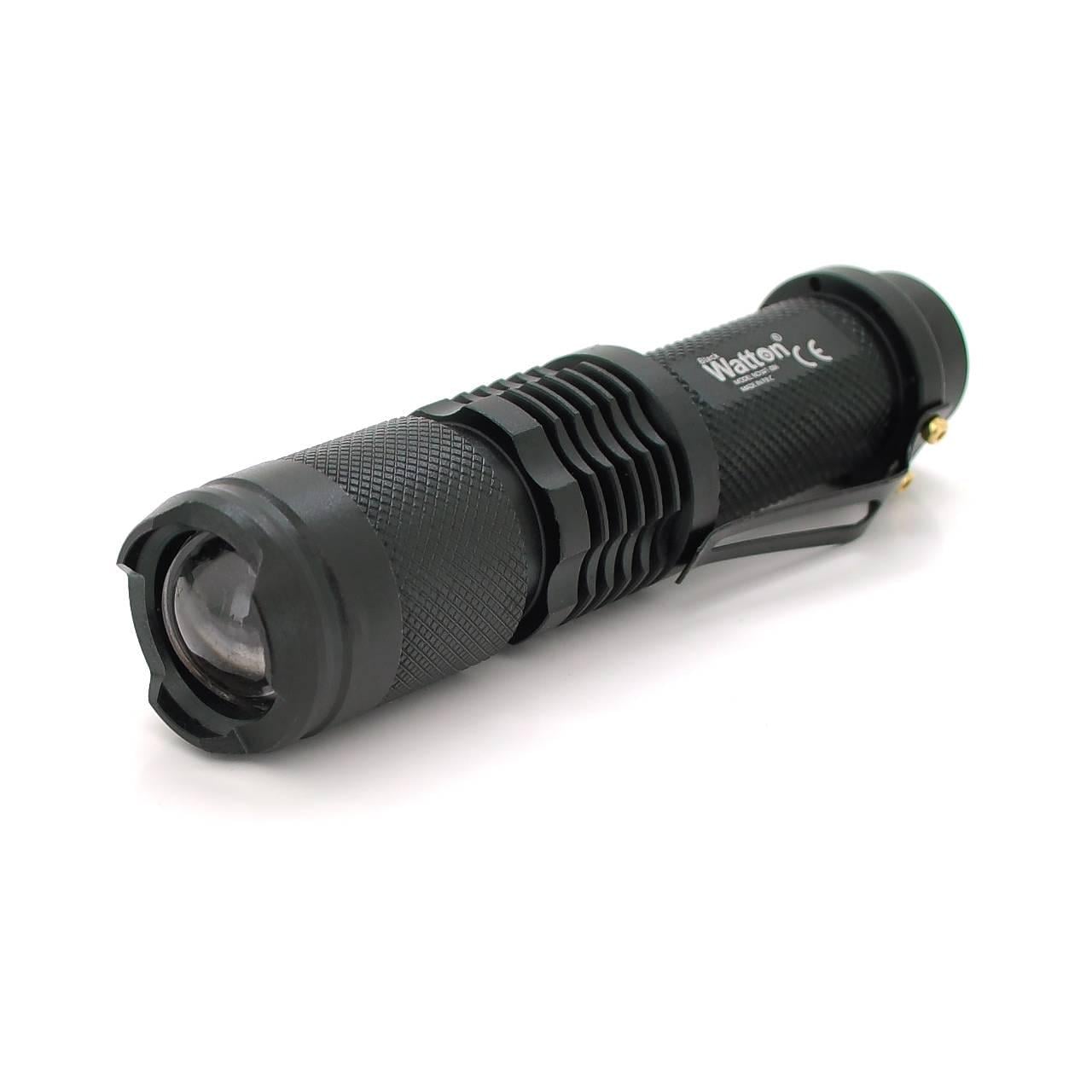 Ліхтар ручний Watton WT-086 1LED Cree T6 3W 4 режими ZOOM 18650/2800mah IP44 СЗУ від USB 115х28х22 мм Black (32692)
