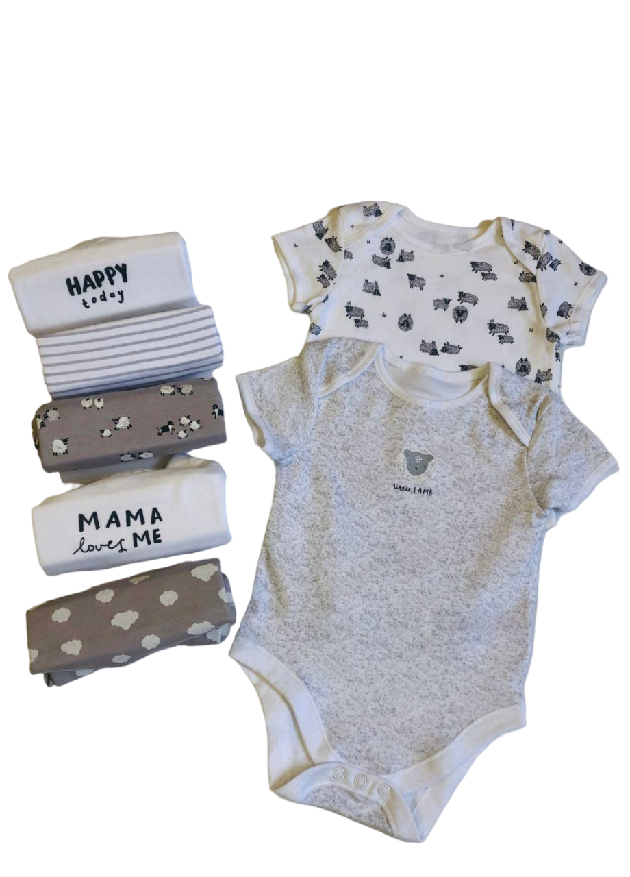 Набор боди детские PRIMARK хлопок 80-86 см 7 шт. Серый/Белый (VBE400DC_р.86)