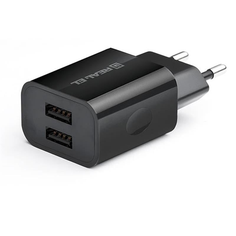 Зарядное устройство сетевое REAL-EL CH-210 10,5 Вт 2xUSB-A 2,1А Black (EL123160014) Зарядное устройство сетевое REAL-EL CH-210 10,5 Вт 2xUSB-A 2,1А Black (EL123160014)
