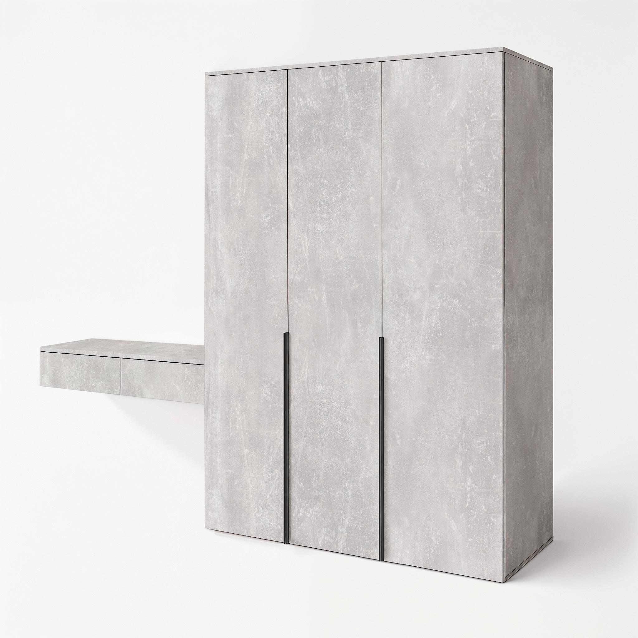 Комплект мебели Moris шкаф с полками и штангой и туалетный стол 2800x520х2200 мм Бетон - фото 2