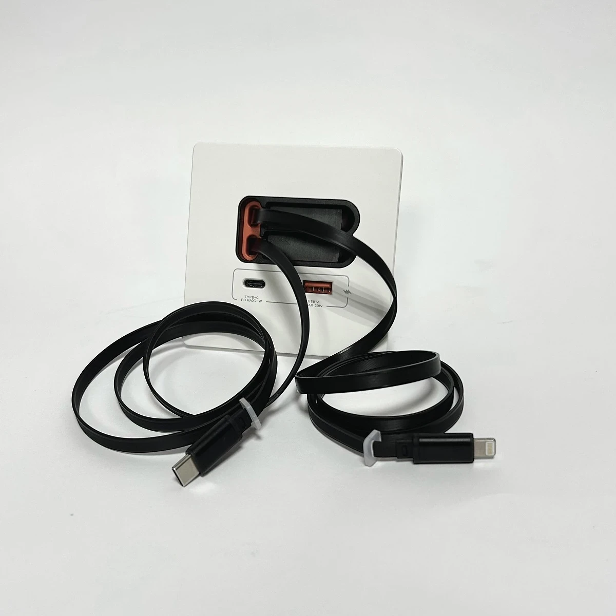 Розетка Folem RZ2 з висувними кабелями Type-C Lightning/портами Type-C/USB та швидким заряджанням 20W PD3.0 QC3.0 Білий - фото 8