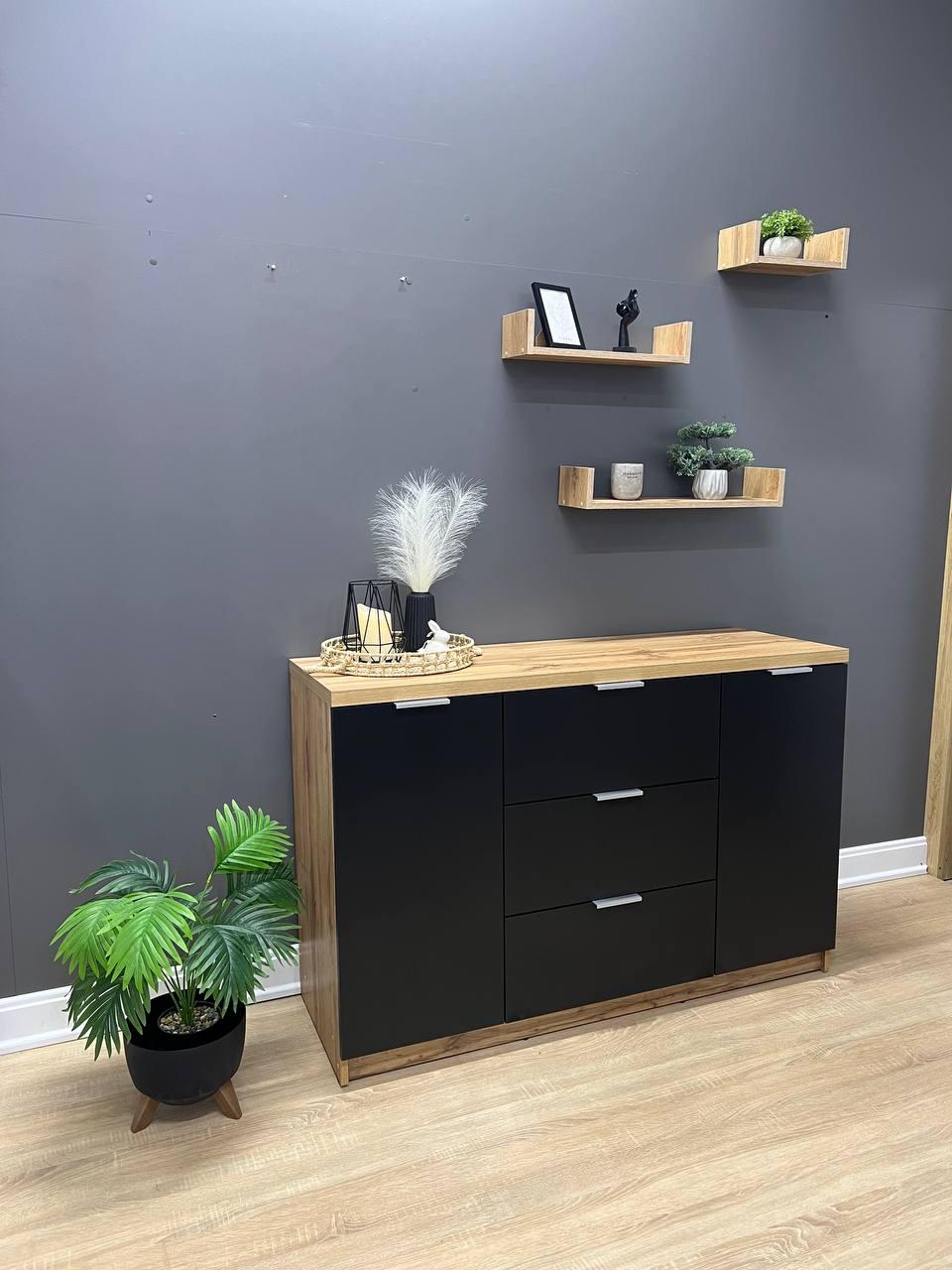 Комод Комфорт 3+2 1300х850х450 мм Дуб Аппалачі/Чорний Комод Комфорт 3+2 1300х850х450 мм Дуб Аппалачі/Чорний