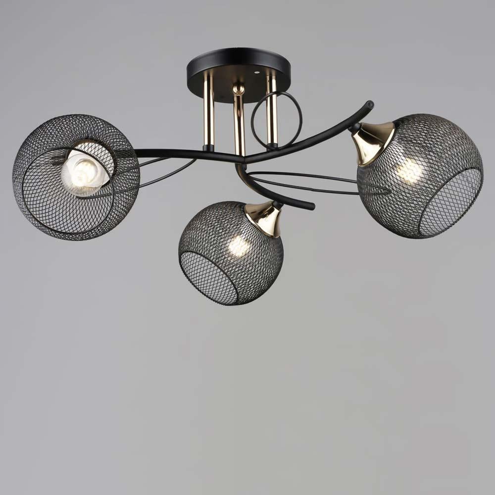Люстра потолочная в стиле лофт Light House SRS-20283/3 BK/FGD Черный/Золотой