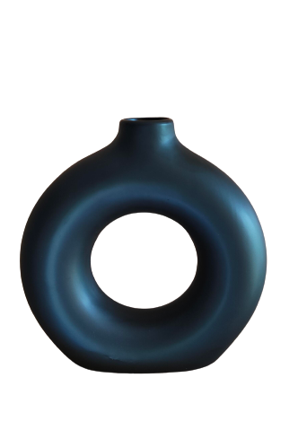 Ваза круглая с отверстием 22х23 см Черный (1248)