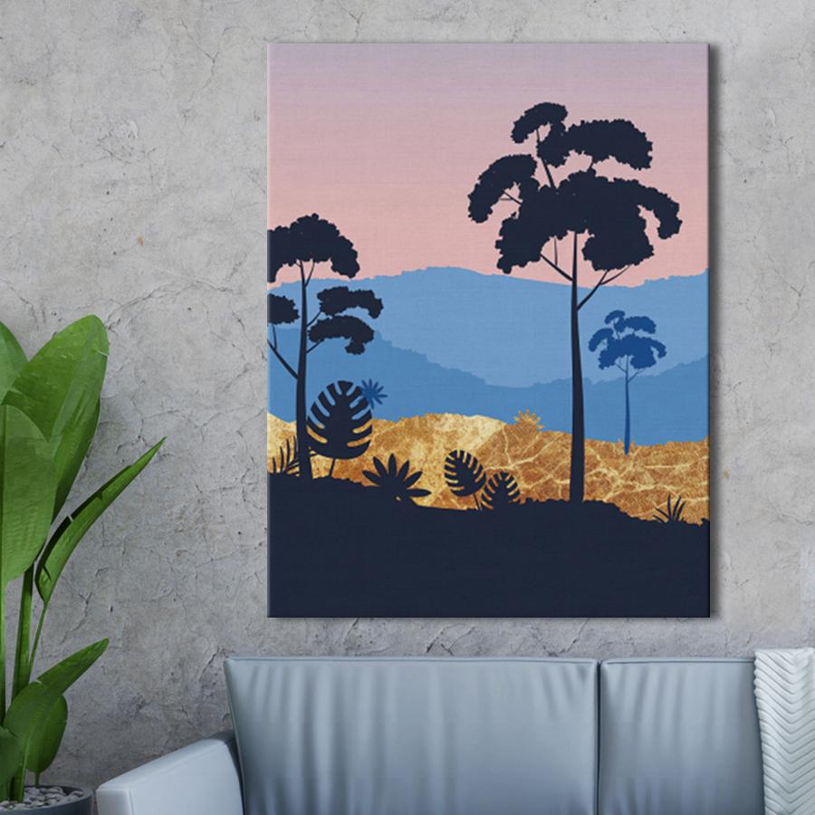 Картина для интерьера Деревья в горах 107x80 см (P0420)