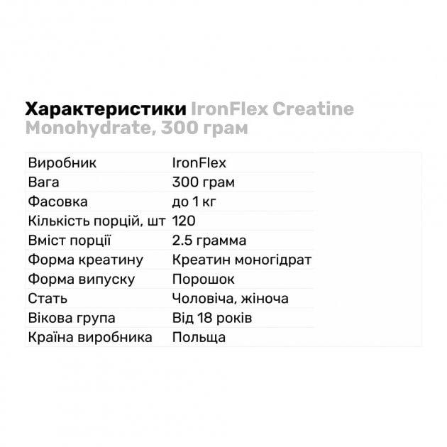 Креатин IronFlex Creatine Monohydrate Cola lime 300 г (00000028346) - фото 2