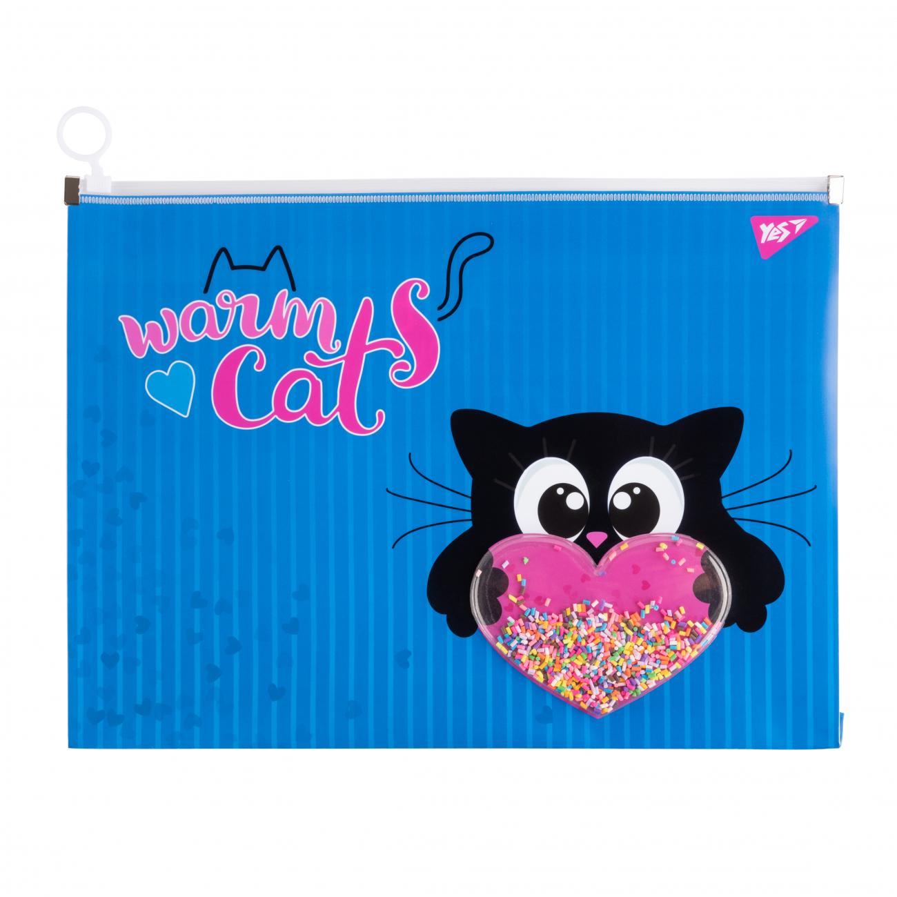 Папка-конверт YES Meow A4 на молнии с бабл (491750)