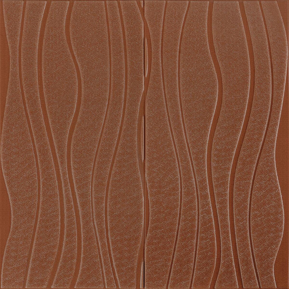 Панель самоклеюча декоративна настінно-стельова 3d хвилі 700x700x7 мм Коричневий (366 sw-00000849)