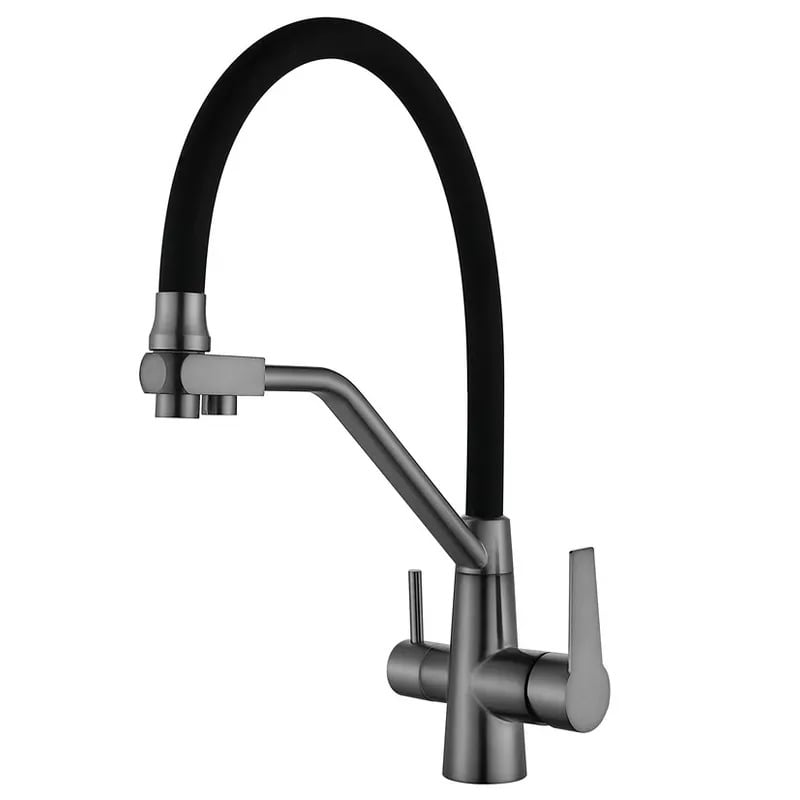Змішувач кухонний MIXXUS FUL-021 на дві води нержавіюча сталь Graphite/Reflective Black (MI6115)