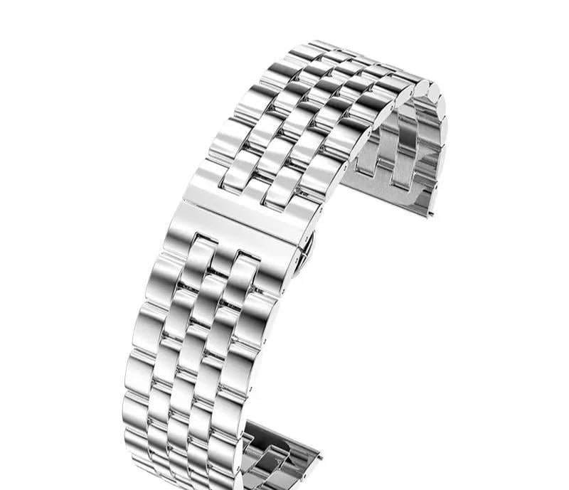 Браслет ремінець сталевий PREMIUM для годинника універсальний з прихованою застібкою 22 мм