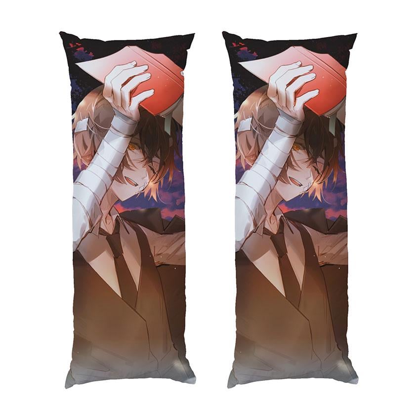 Подушка дакимакура Dazai with book Bungo stray dogs габардин 120х40 см (113186-1)