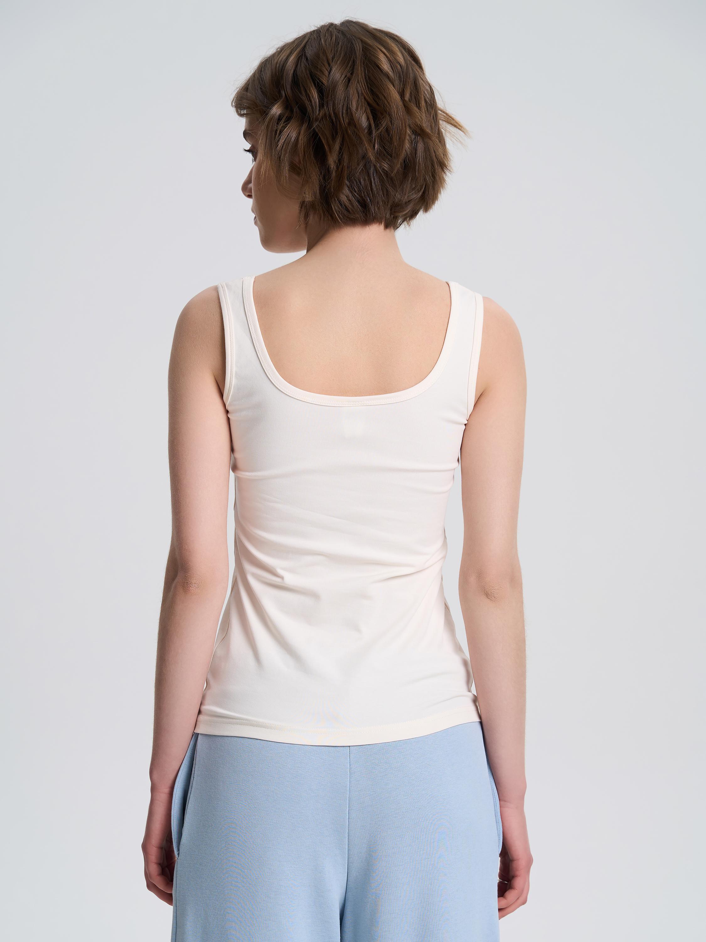 Майка женская на широких бретелях ROZA 200126 S Светло-бежевый (4824005715051) - фото 3