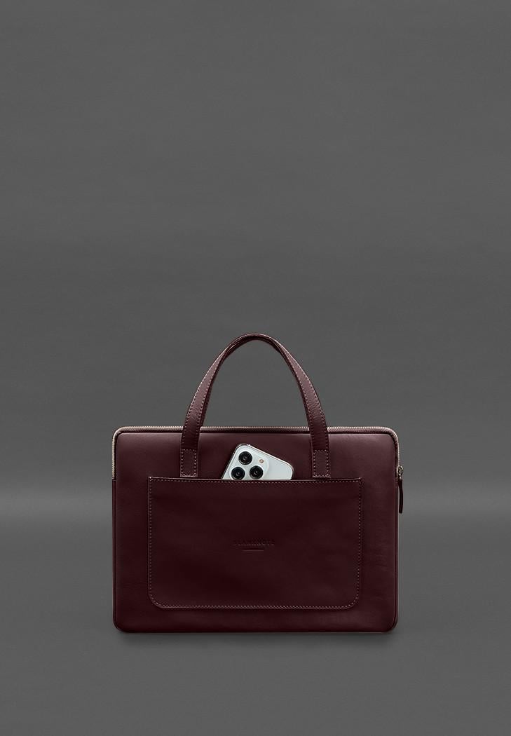 Чехол кожаный с ручками для ноутбука 13" Бордовый (A-028253) - фото 5 Чехол кожаный с ручками для ноутбука 13" Бордовый (A-028253) - фото 5
