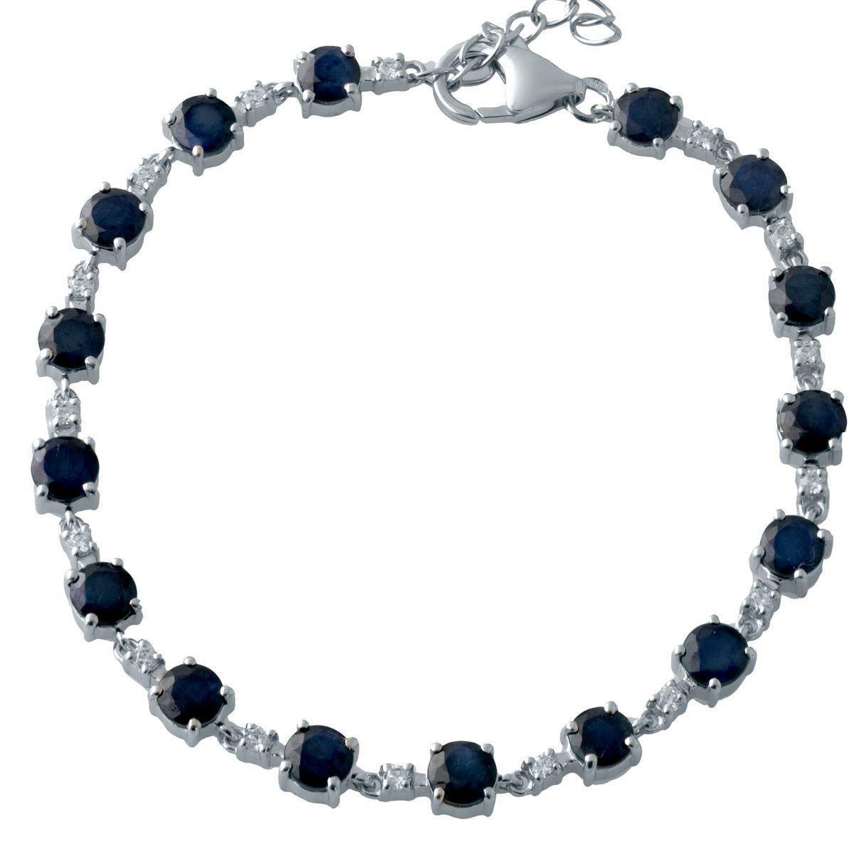 Браслет серебряный с натуральным сапфиром 10,922 ct 9,48 г 17 см (2013952)