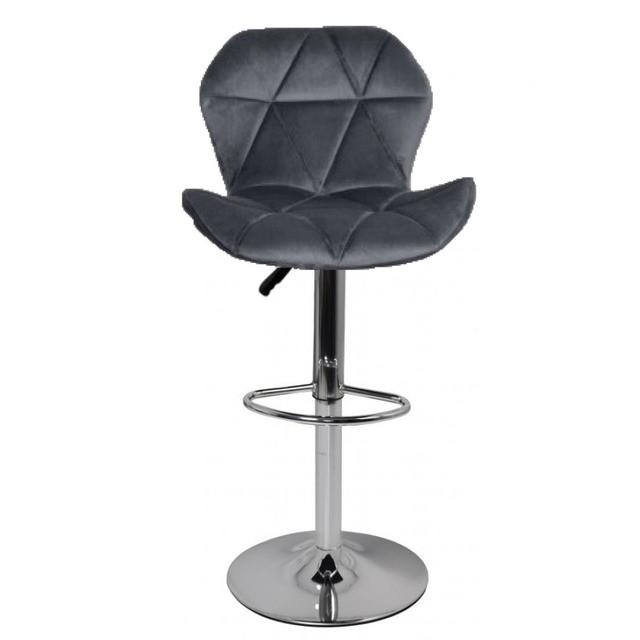 Барний стілець зі спинкою Bonro B-087 велюр Сірий (2371518193_sike_2)