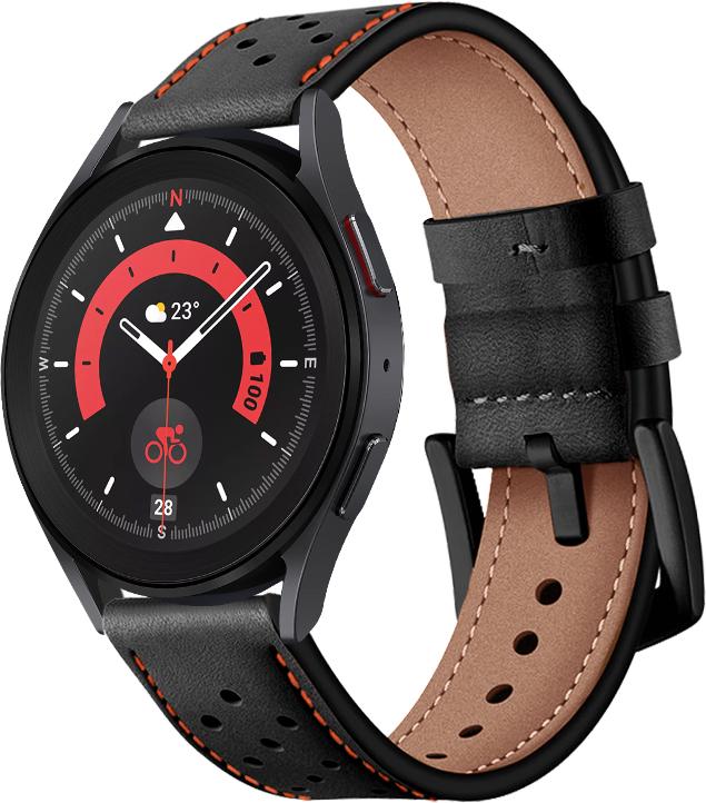 Ремешок кожаный Classico для Galaxy Watch 5 Pro Black/Orange (29206-54)