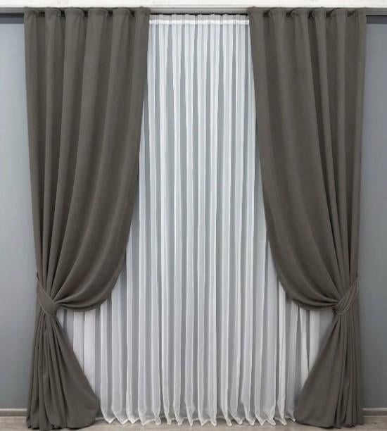 Комплект штор в гостиную Petek YL из микровелюра 1,5х2,95 м 2 шт. Темно-серый (1711ш 33-0604)