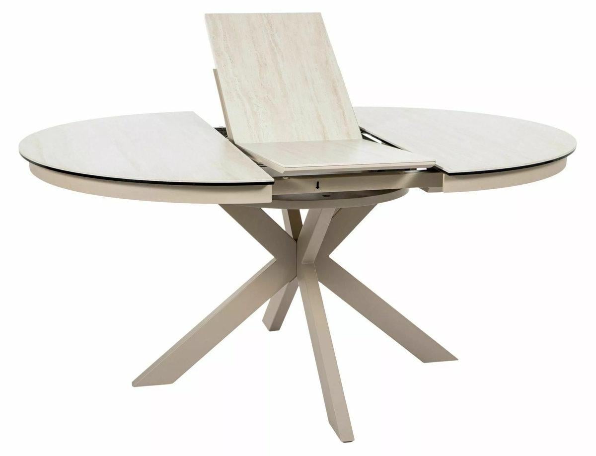 Стол обеденный Signal PORTO CERAMIC 120/160х120 Бежевый травертин/Кашемир