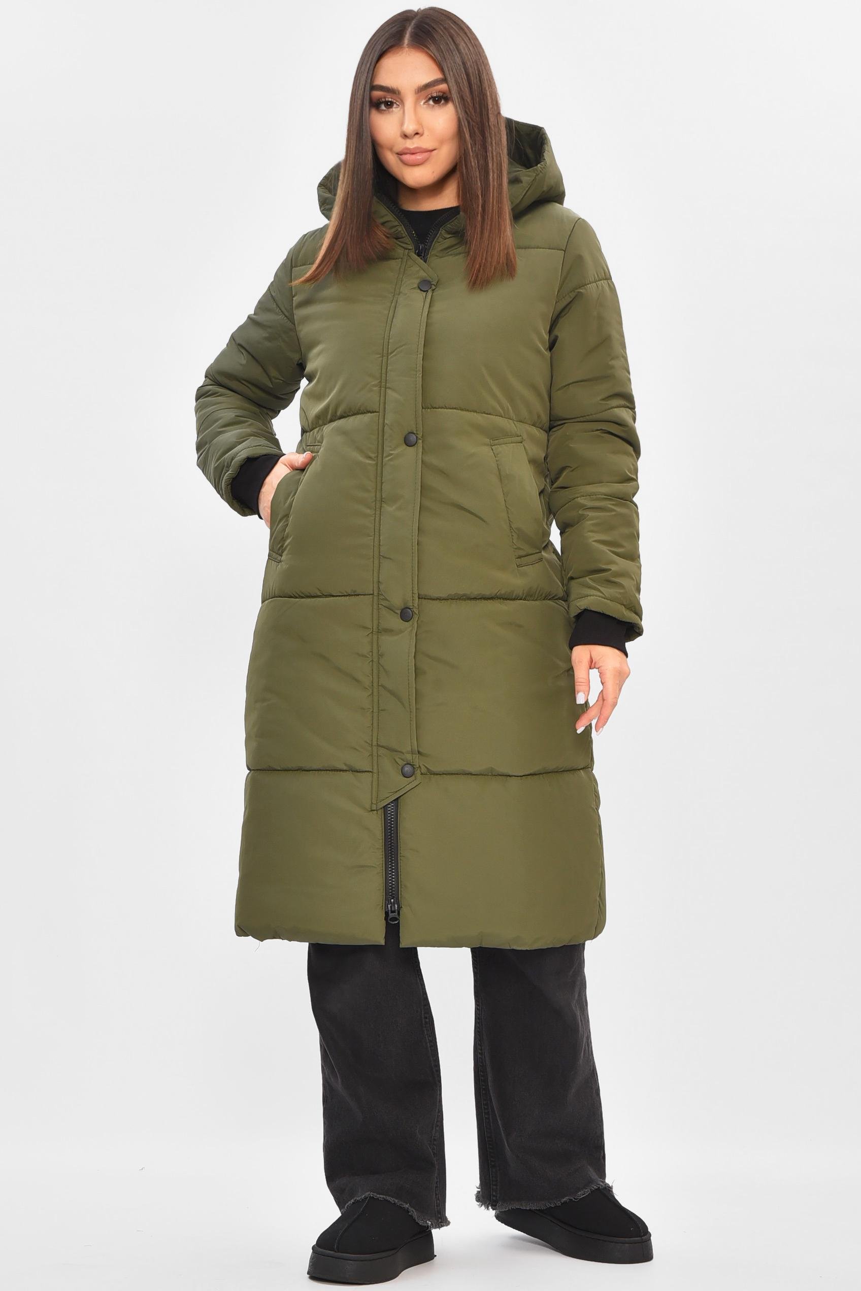 Куртка женская удлиненная демисезонная M Темно-зеленый (205496)