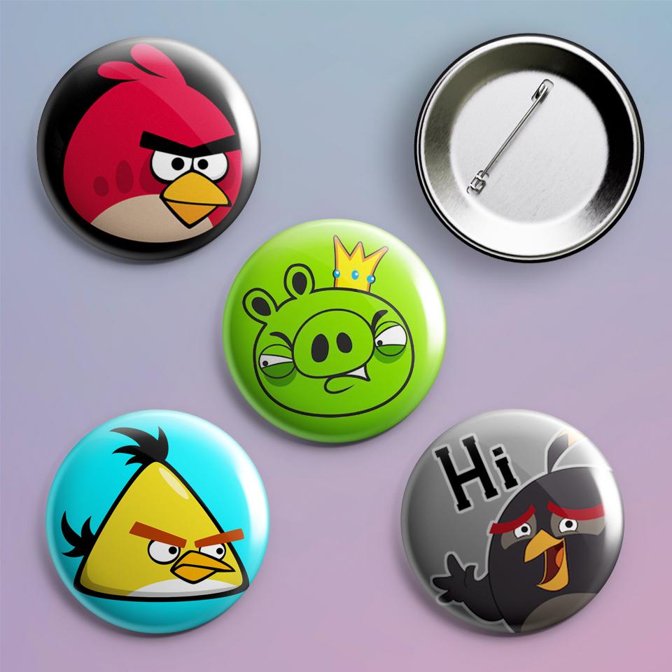 Значки на рюкзак с принтом игры Angry Birds 4 шт.