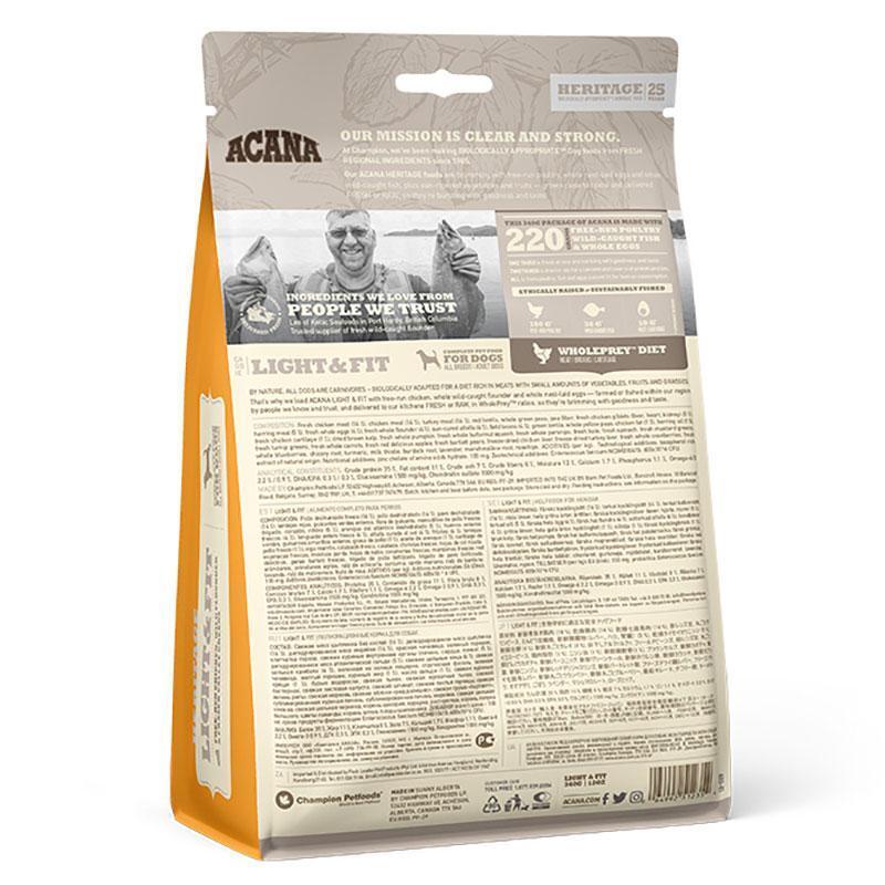 Корм сухий для дорослих собак з надлишковою вагою ACANA Light & Fit Recipe з м'ясом курчат 340 гу (a51235) - фото 5 Корм сухий для дорослих собак з надлишковою вагою ACANA Light & Fit Recipe з м'ясом курчат 340 гу (a51235) - фото 5