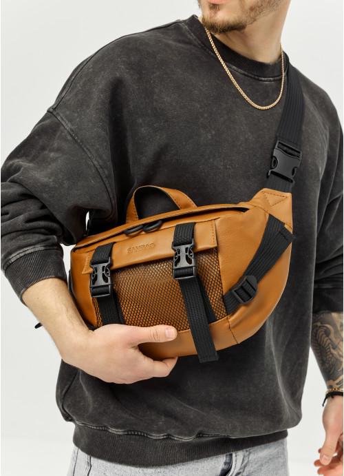 Поясная сумка мужская Sambag из натуральной кожи Коричневый (1008038721)
