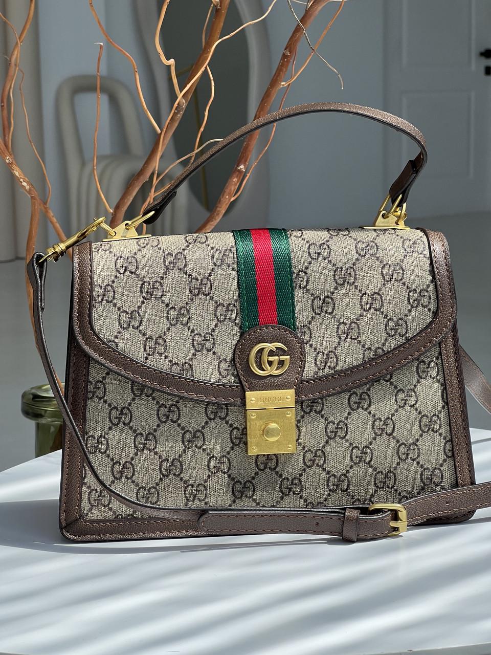 Сумка жіноча Gucci Ophidia Small Top Handle Bag через плече Коричнево-сірий (2634306199) Сумка жіноча Gucci Ophidia Small Top Handle Bag через плече Коричнево-сірий (2634306199)