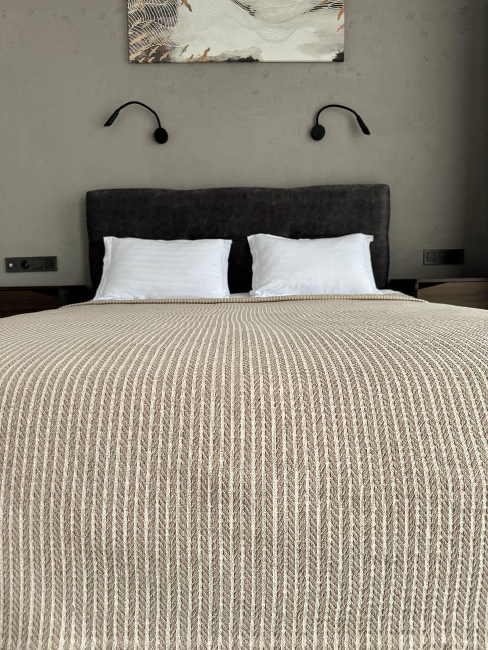 Плед хлопковый Косичка комбинированная 140x230 см Бежевый (11812-F4-140х230cm) - фото 7