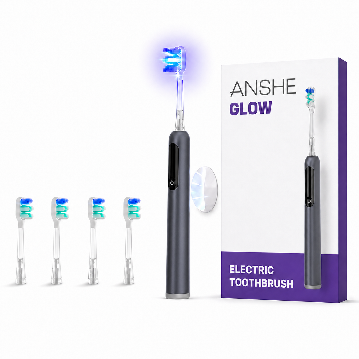 Электрическая зубная щетка ANSHE Glow U25 ультразвуковая с UV стерилизацией настенной магнитной базой Type-C зарядкой до 90 дней Черный Электрическая зубная щетка ANSHE Glow U25 ультразвуковая с UV стерилизацией настенной магнитной базой Type-C зарядкой до 90 дней Черный