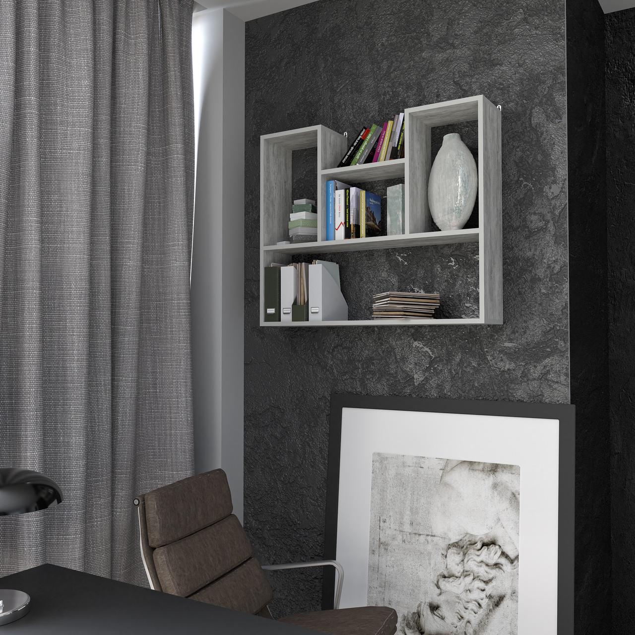 Полка навесная Moreli T-12 90х20х75 см Бетон (24141429)