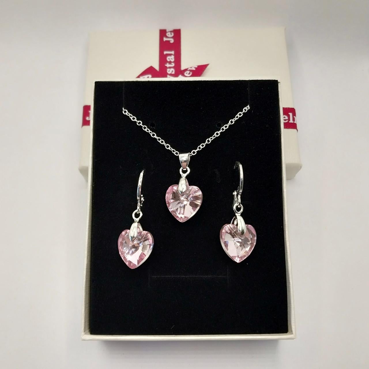 Набор украшений Xuping Jewelry серьги и колье с розовыми цирконами в коробочке (85690476)