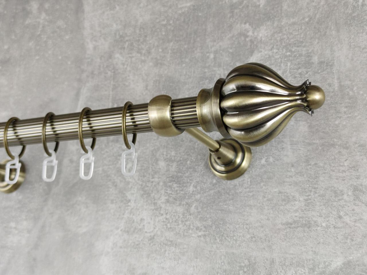 Карниз MStyle металлический для штор однорядный Таджа 25 мм рифленый 400 см Антик (5011810)