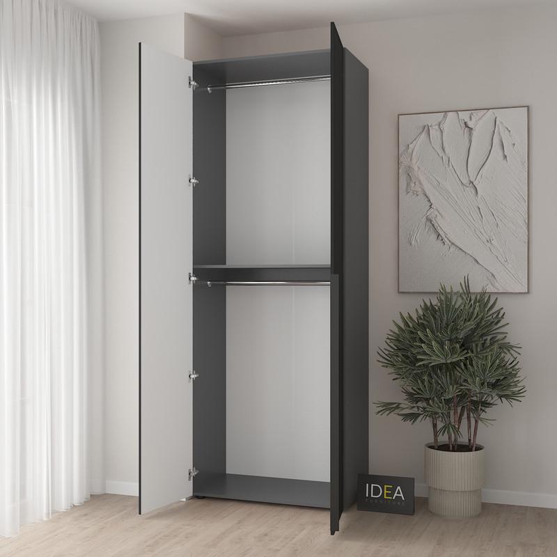 Шафа для одягу Idea С-7.1 з двома штангами Антрацитовий/Чорний (1811) - фото 2 Шафа для одягу Idea С-7.1 з двома штангами Антрацитовий/Чорний (1811) - фото 2