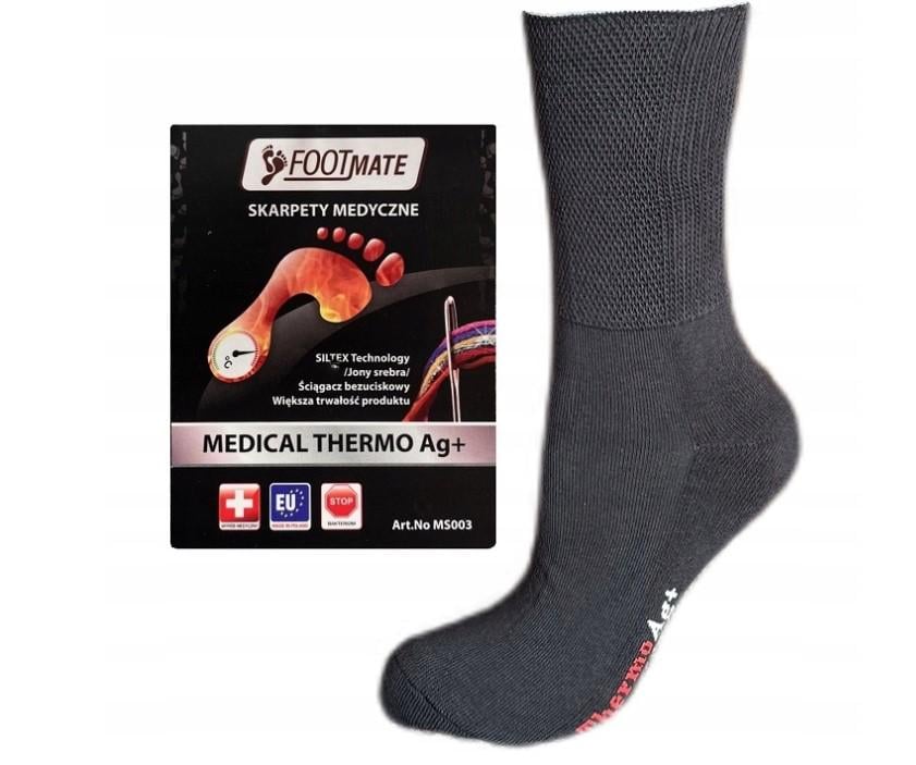 Носки диабетические с серебром Footmate Medical Thermo AG+ XL р. 45/46 Графитный (MS003G_45/46)