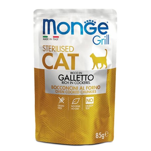 Корм для кошек влажный Monge Cat Grill Wet Sterilised петушок 85 г (000025752)