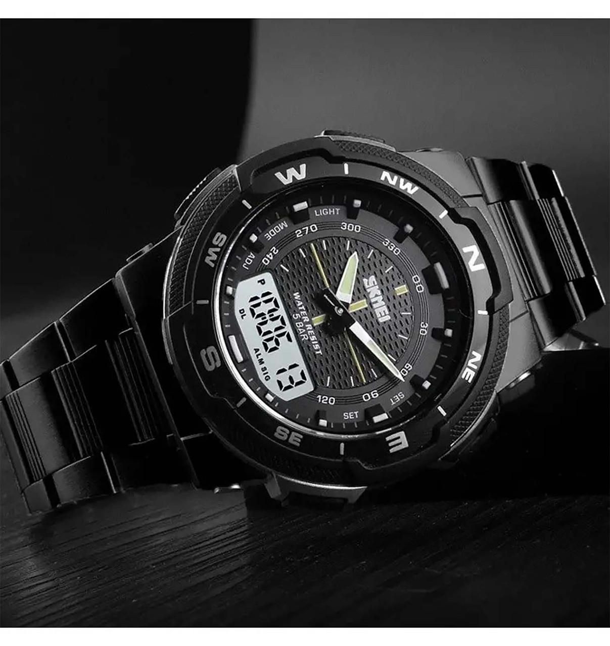 Часы наручные Skmei 1370 с металлическим ремешком классические Черный - фото 4 Часы наручные Skmei 1370 с металлическим ремешком классические Черный - фото 4