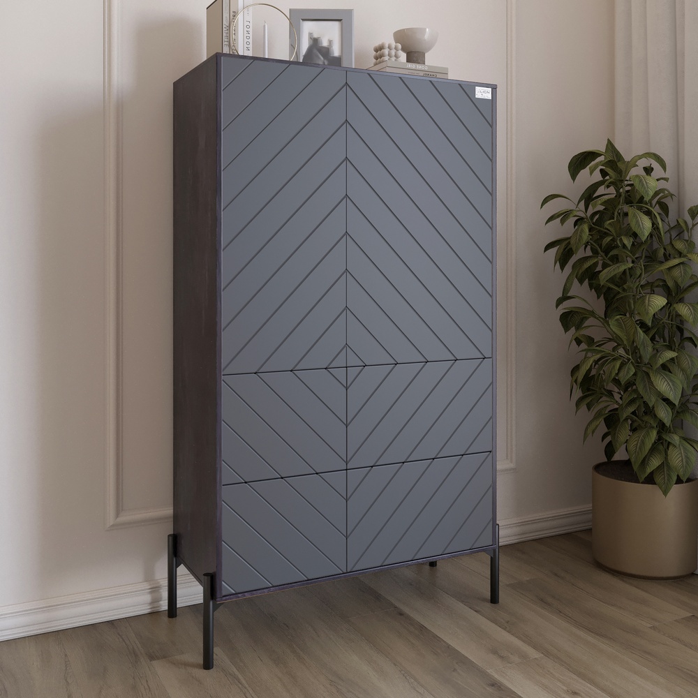 Комод-пенал Lion Амарант 84x40x150 см Бетон темный/Графитовый (LION-042139)